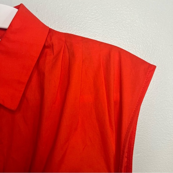 NWT Donna Morgan Sleeveless Button Front Shirt Dress Sz 10 Red Belted Preppy - Picture 5 of 11